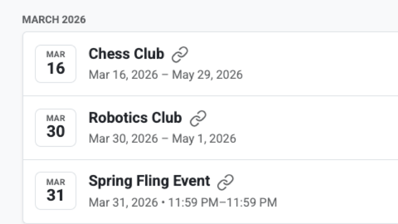school calendar screenshot