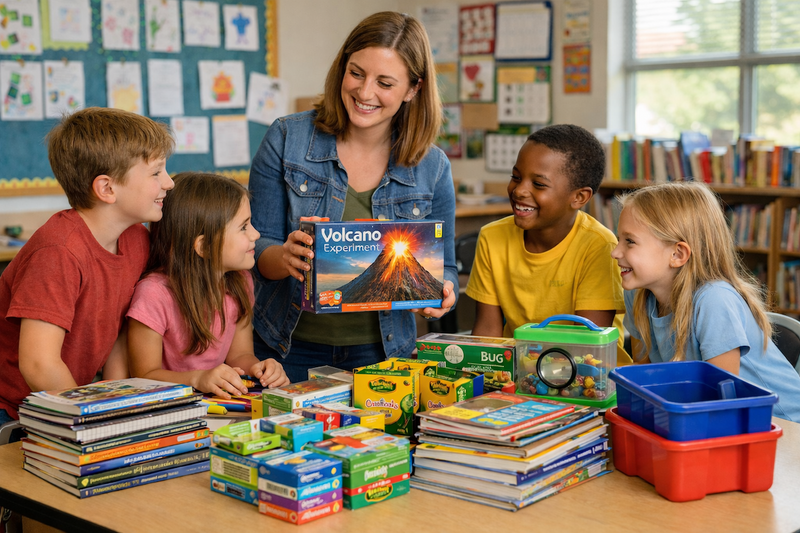 Teacher with students