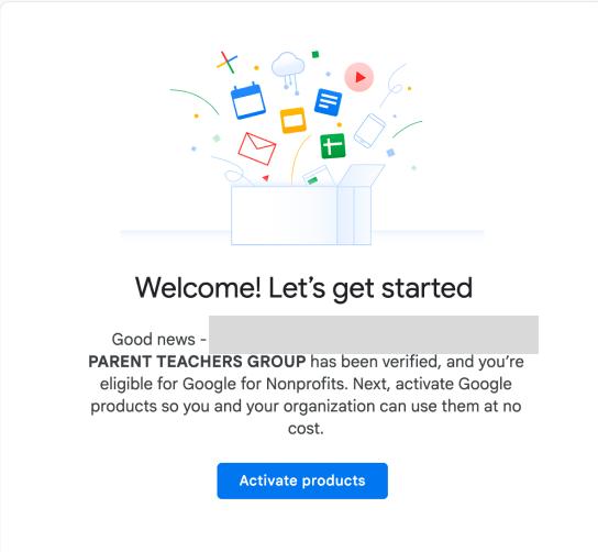 Google approval email with an Activate products button