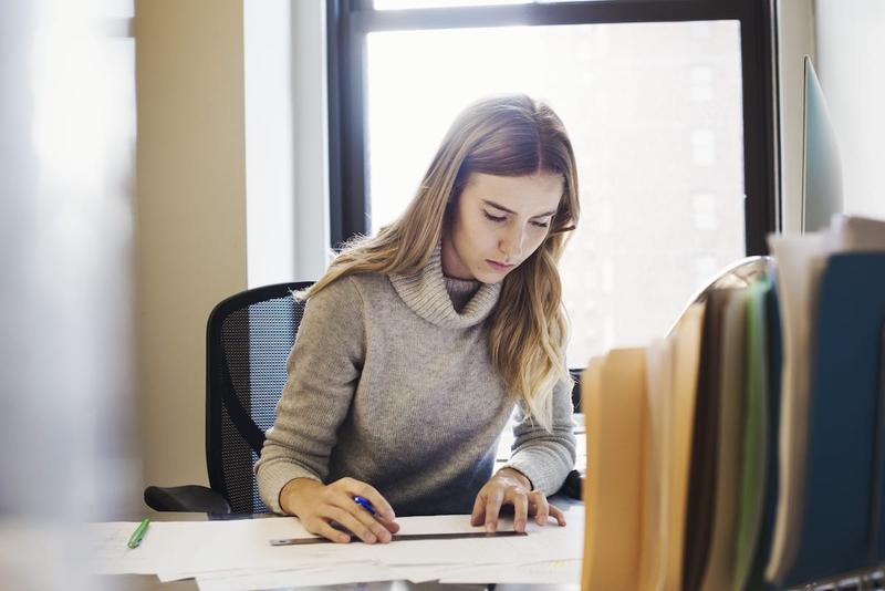 mom at desk
