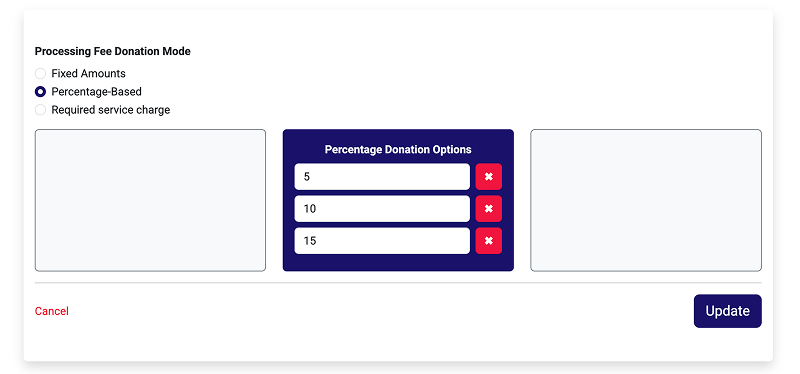 Big Nest fundraiser fee options
